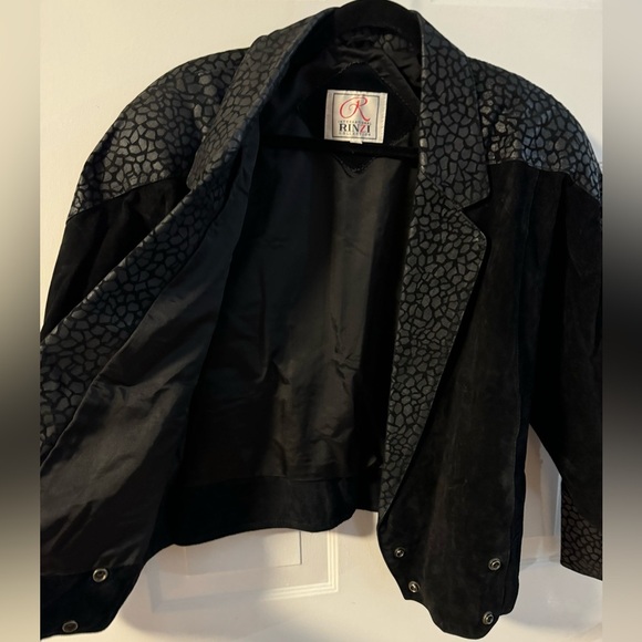 VTG 80s Leather Collared Moto Jacket Animal Print Unique Stranger Things Funky - Picture 12 of 14